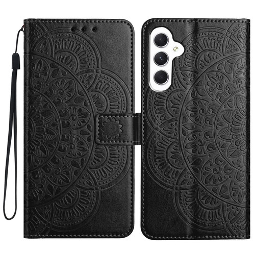 Samsung Galaxy A16 5G Flower Embossed Leather Phone Case - Black
